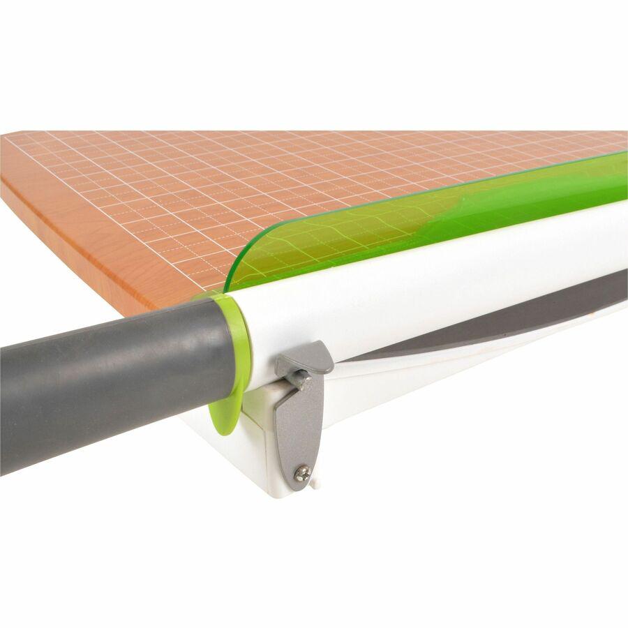 Westcott 15" CarboTitanium Guillotine Trimmer - 30 Sheet Cutting Capacity - CarboTitanium Blade - 15" Cutting Length - Heavy Duty, Lockable, Comfortable, Alignment Grid - Green, White - 22" Length - 1. Picture 9