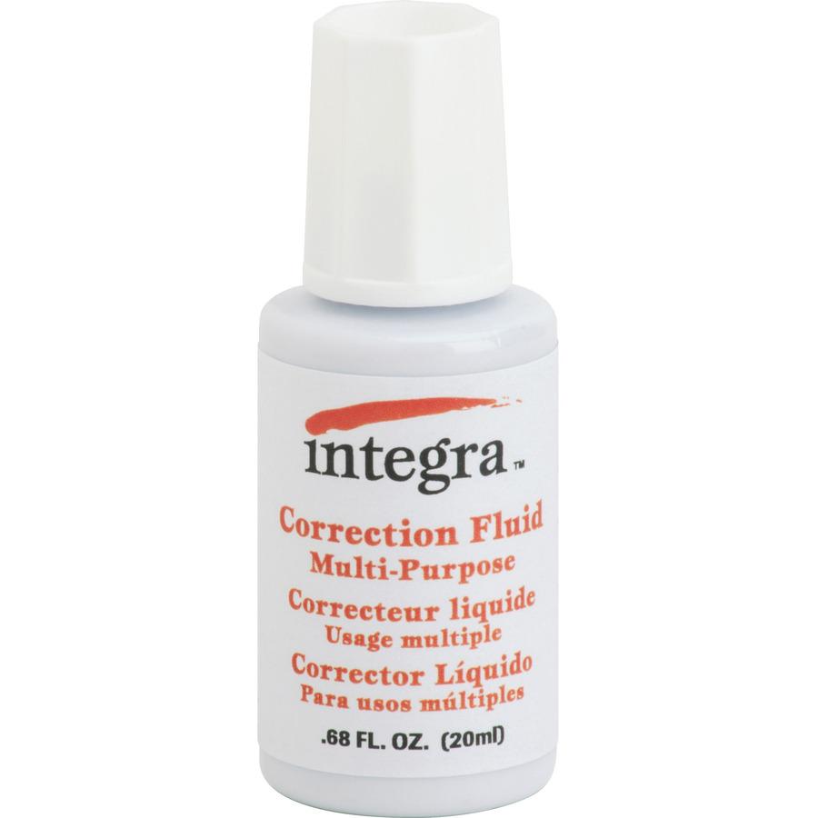Integra Multipurpose Correction Fluid - Brush Applicator - 22 mL - White - 10 / Box. Picture 5