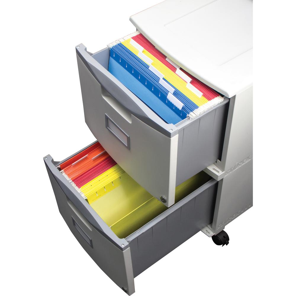 Storex 2-Drawer Locking Mobile Filing Cabinet - 15.5" x 18.5" x 26.3" - 2 x Drawer(s) for File - Letter, Legal - Lightweight, Stackable, Moisture Resistant, Rust Resistant, Lockable, Durable, Label Ho. Picture 6