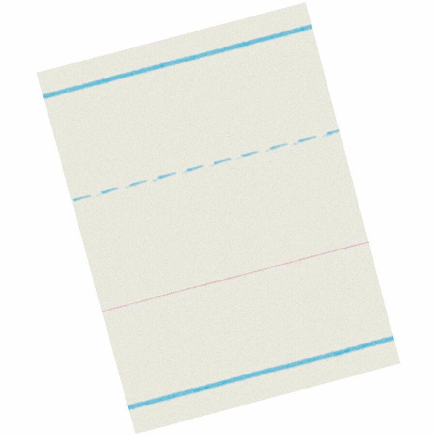 Zaner-Bloser Broken Midline Ruled Paper - Printed - 1.13" Ruled - 30 lb Basis Weight - 8" x 10 1/2" - White Paper - 500 / Ream. Picture 3