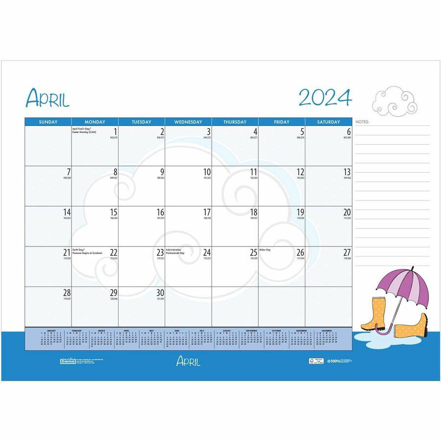 House of Doolittle Monthly Deskpad Calendar Seasonal Holiday Depictions 22 x 17 Inches - Julian Dates - Monthly - 12 Month - January 2024 - December 2024 - 1 Month Single Page Layout - Desk Pad - Mult. Picture 21