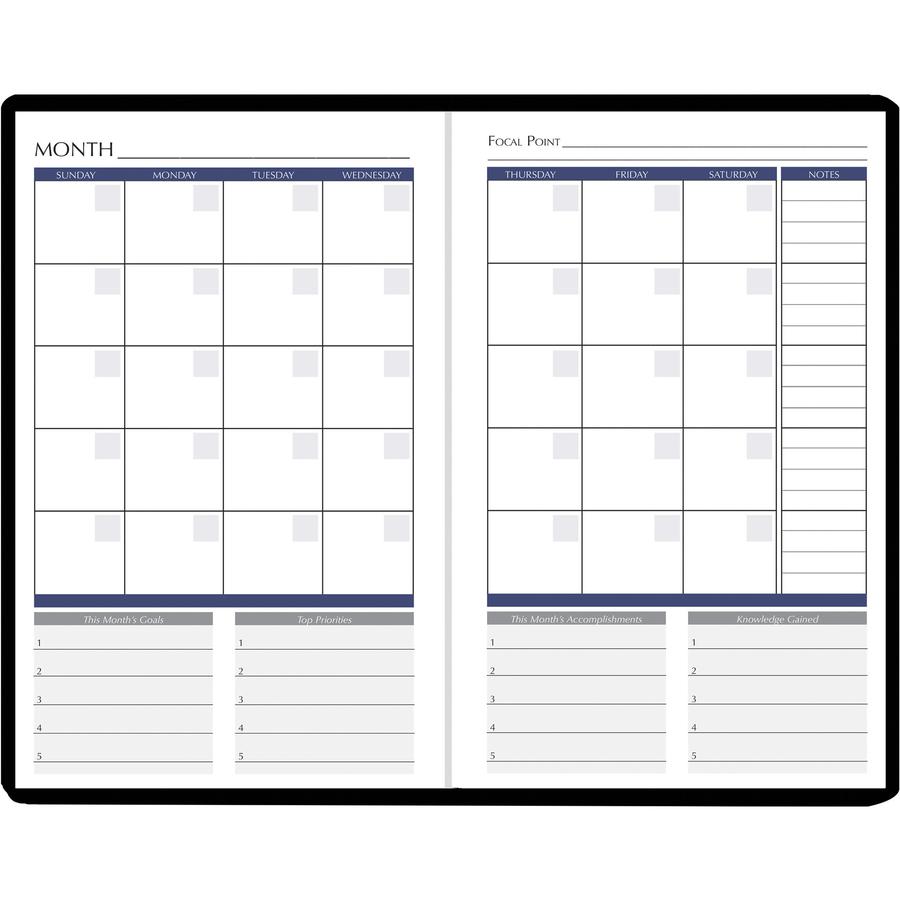 House of Doolittle Non-dated Productivity Planner - Monthly, Weekly - 12 Month - 1 Month, 1 Day, 1 Week Double Page Layout - Blue Sheet - Gray - Suede - Gray Cover - 9.3" Height x 6.3" Width - Embosse. Picture 4