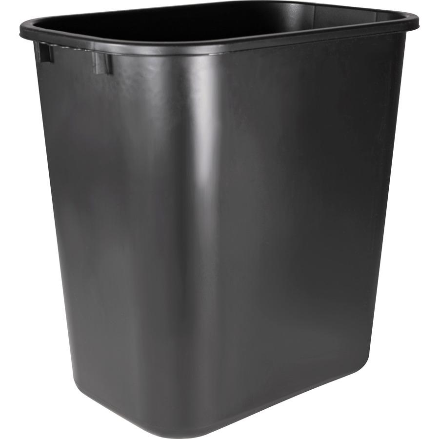 Sparco Rectangular Wastebasket - 7 gal Capacity - Rectangular - 15" Height x 14.5" Width x 10.5" Depth - Polyethylene - Black - 24 / Carton. Picture 5