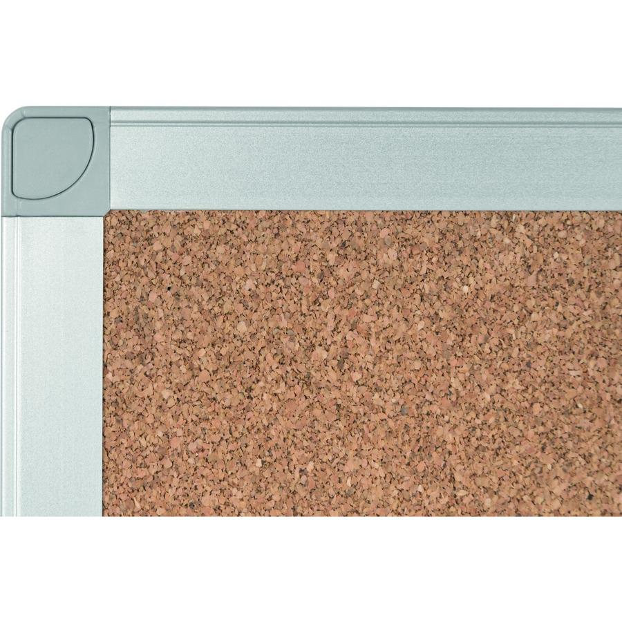 Bi-silque Ayda Cork Bulletin Board - 0.50" Height x 24" Width x 36" Depth - Cork Surface - Self-healing, Durable, Resilient, Heavy-gauge - Aluminum Frame - 1 Each - 24" x 36" x 0.5". Picture 3