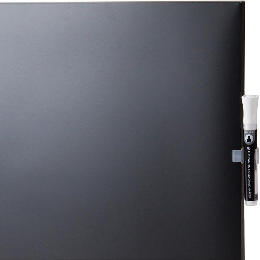 U Brands Magnetic Chalkboard - 14" (1.2 ft) Width x 0.8" (0.1 ft) Height - Black Painted Steel Surface - Square - Horizontal - 1 Each. Picture 3