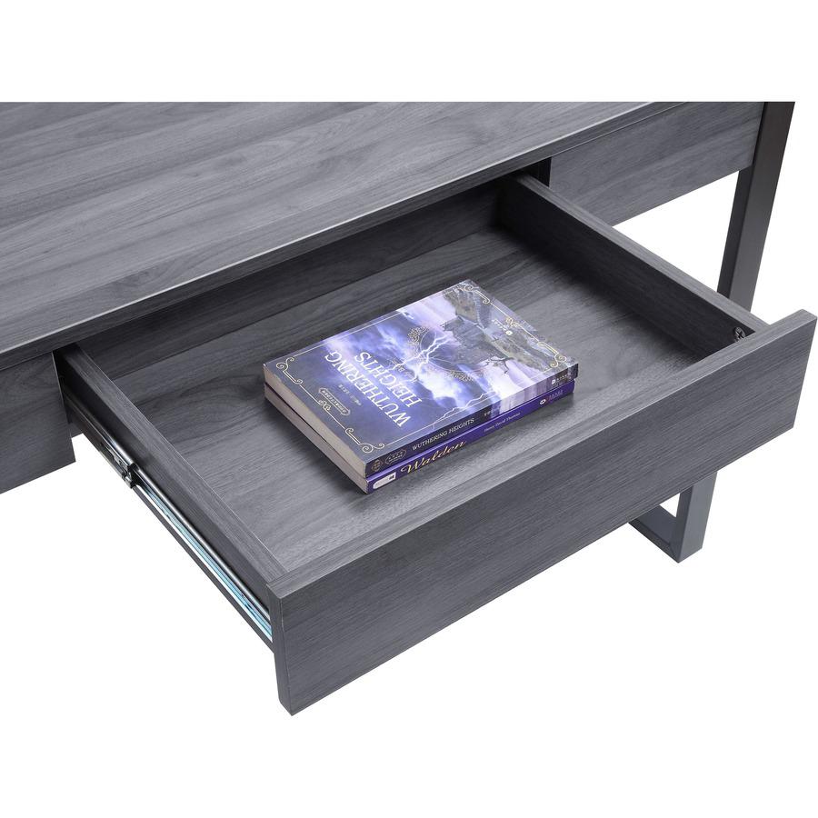 Lorell SOHO Desk with Center Drawer - 47" x 23.5"30" - 1 Drawer(s) - Band Edge - Finish: Charcoal. Picture 6