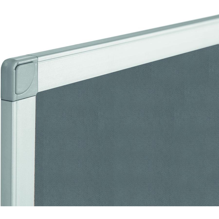 Bi-silque Ayda Fabric 24"W Bulletin Board - Gray Fabric Surface - Robust, Tackable, Sleek Style - 1 Each - 0.5" x 24". Picture 2