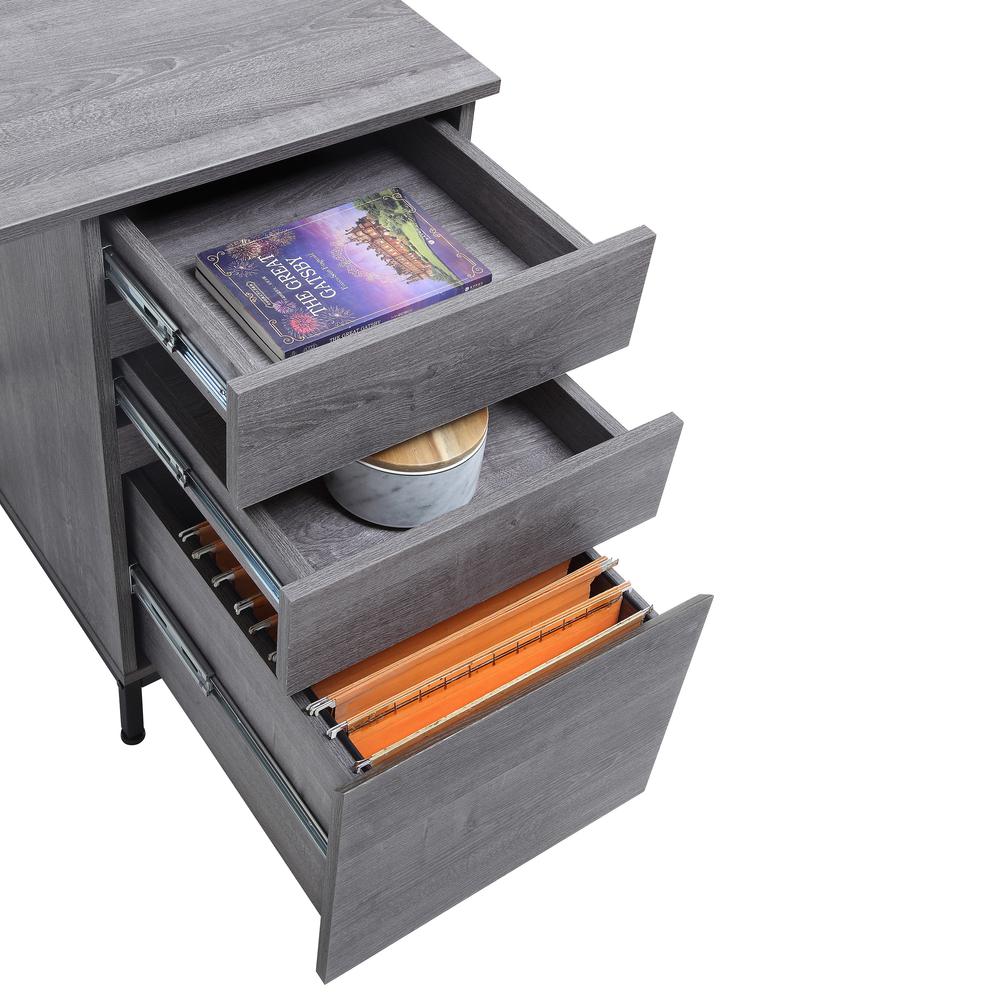 Lorell SOHO Desk with Side Drawers - 55" x 23.6"30" - 3 x File Drawer(s) - Single Pedestal on Right Side - Finish: Charcoal. Picture 3