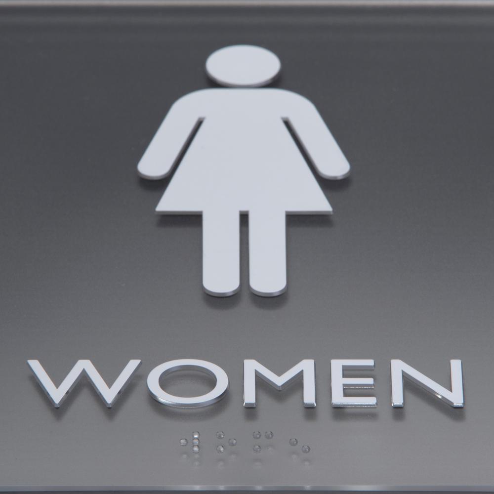 Lorell Women's Restroom Sign - 1 Each - Women Print/Message - 8" Width x 8" Height - Square Shape - Surface-mountable - Easy Readability, Injection-molded - Restroom, Architectural - Plastic - Black, . Picture 3
