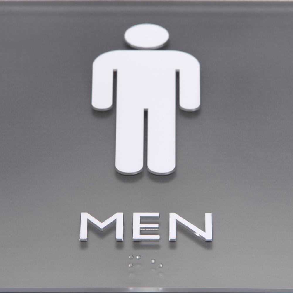 Lorell Restroom Sign - 1 Each - Men Print/Message - 8" Width x 8" Height - Square Shape - Easy Readability, Injection-molded - Plastic - Black. Picture 10