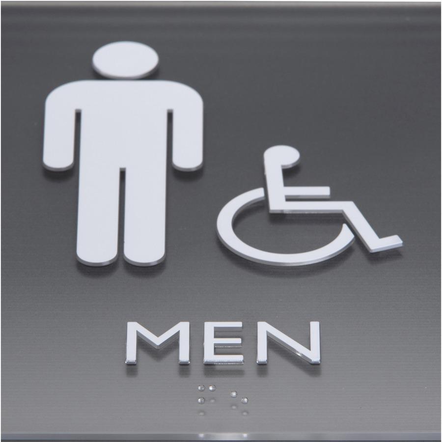 Lorell Men's Handicap Restroom Sign - 1 Each - men's restroom/wheelchair accessible Print/Message - 8" Width x 8" Height - Square Shape - Surface-mountable - Easy Readability, Injection-molded - Restr. Picture 8