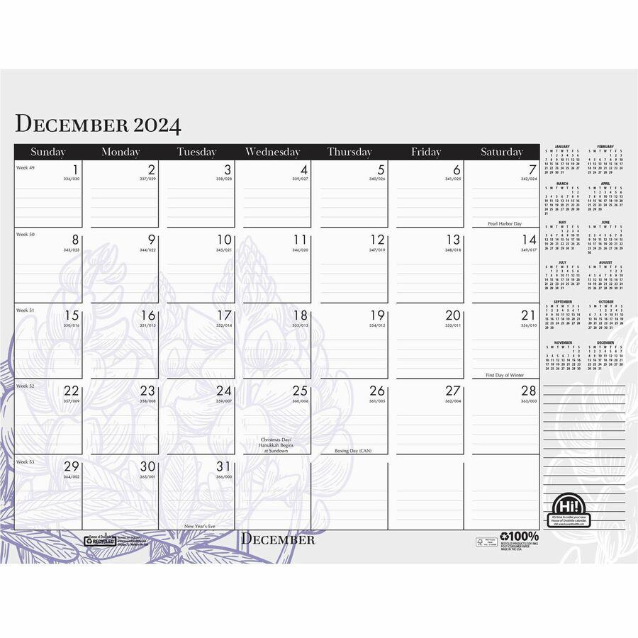 House of Doolittle Wild Flower Monthly Desk Pad - Julian Dates - Monthly - 12 Month - January - December - 1 Month Single Page Layout - Leatherette - Desk Pad - Multi, Black - Leatherette, Chipboard -. Picture 19