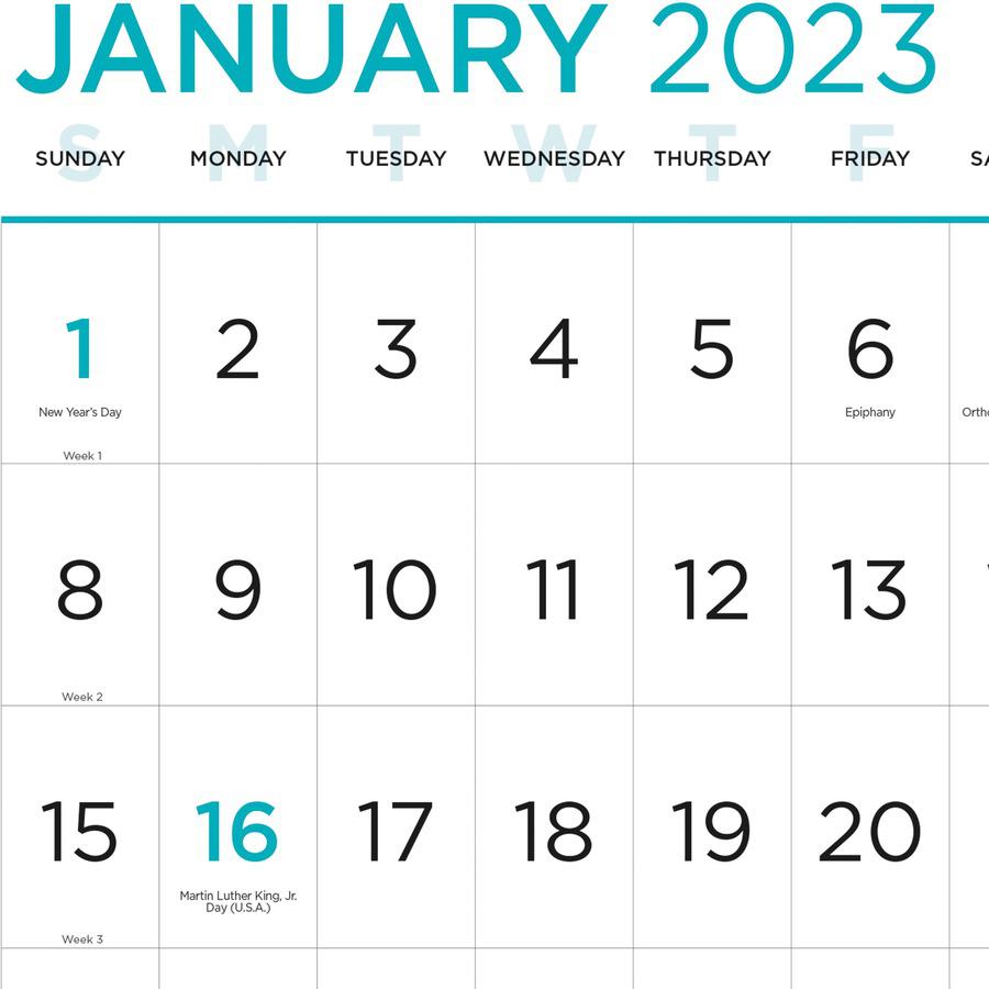 Blueline Large Print Monthly Wall Calendar - Monthly - 12 Month - January 2024 - December 2024 - 1 Month Single Page Layout - Twin Wire - Light Blue - Chipboard - 17" Height x 12" Width - Sturdy, Rein. Picture 8