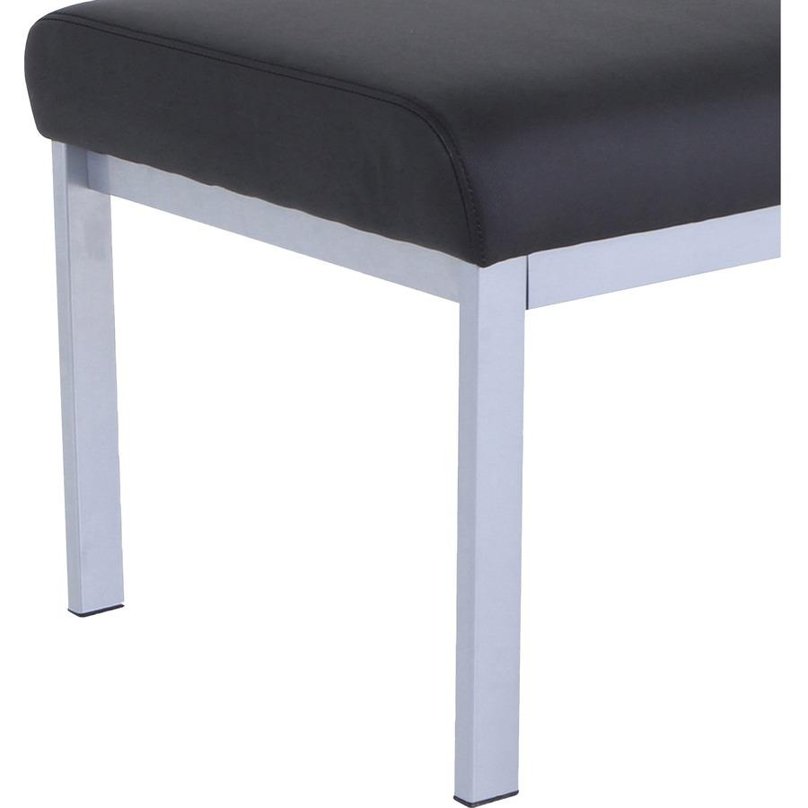 Lorell Healthcare Reception Guest Bench - Silver Powder Coated Steel Frame - Four-legged Base - Black - Vinyl - 1 Each. Picture 12