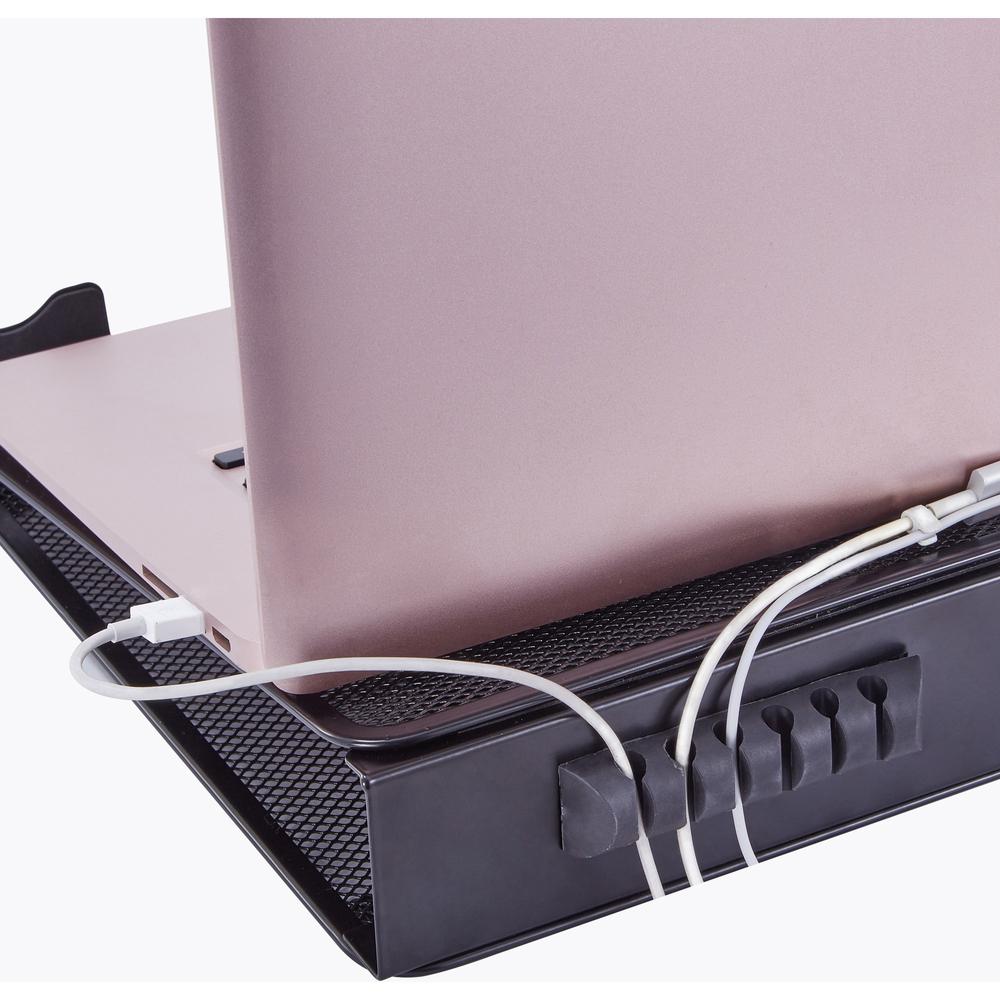 Lorell Mesh Laptop Stand - 3.5" Height x 13" Width x 11.5" Depth - Desktop - Steel, Metal - Black. Picture 8