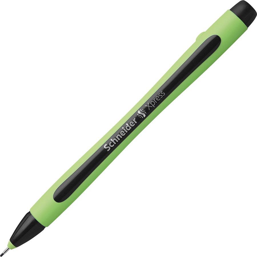 Schneider Xpress Fineliner Pen - Medium Pen Point - 0.8 mm Pen Point Size - Black - Black Rubberized, Green Barrel - Stainless Steel Tip - 10 / Pack. Picture 11