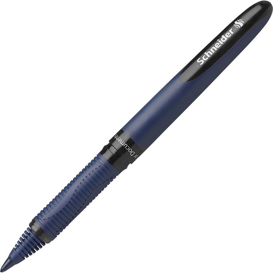 Schneider One Business Rollerball - Medium Pen Point - 0.6 mm Pen Point Size - Black - Black, Dark Blue Barrel - 10 / Pack. Picture 9