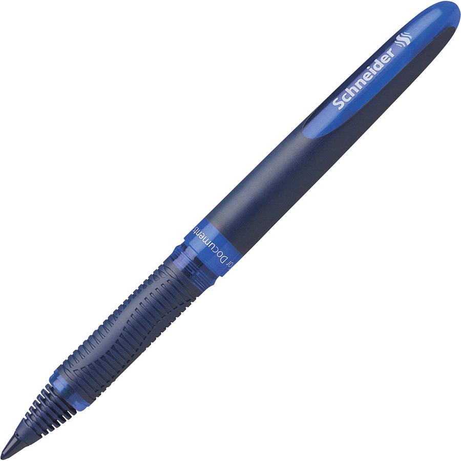 Schneider One Business Rollerball - Medium Pen Point - 0.6 mm Pen Point Size - Blue - Blue, Dark Blue Barrel - 10 / Pack. Picture 9