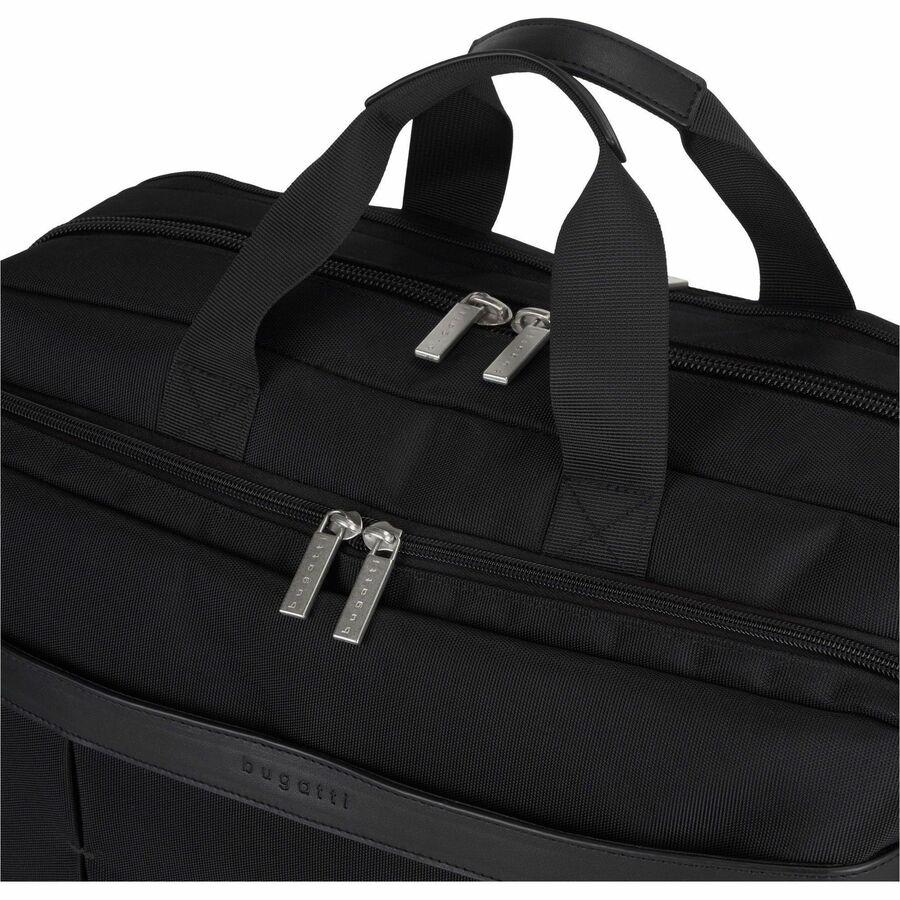 bugatti Bond Street Carrying Case (Briefcase) for 17" to 17.3" Notebook - Black - Damage Resistant, Tangle Resistant Shoulder Strap - Ballistic Nylon, Vegan Leather Trim - Trolley Strap, Handle, Shoul. Picture 5