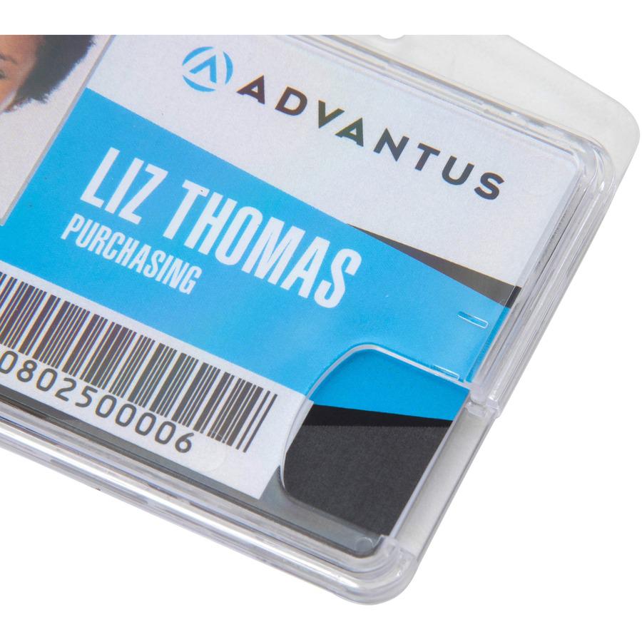 Advantus Plastic ID Card Holders - Horizontal/Vertical - Plastic - 25 / Pack - Clear - Rotating Clip. Picture 12