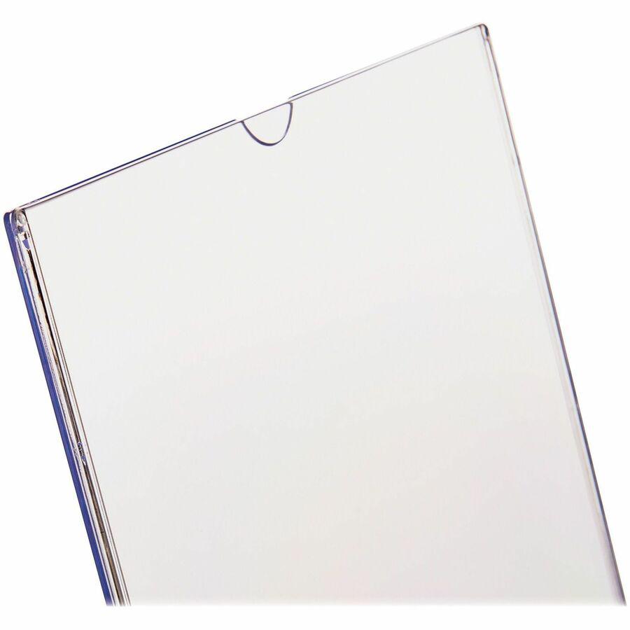 Deflecto Superior Image Slanted Sign Holders - 12 / Carton - 8.5" Width x 11" Height x 3.5" Depth - L-shaped Shape - Top Loading, Durable - Polystyrene - Clear. Picture 12