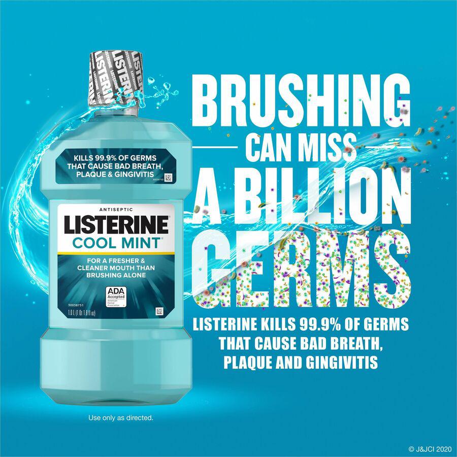 LISTERINE&reg; Cool Mint Antiseptic Mouthwash - For Bad Breath, Cleaning - Cool Mint - 1.06 quart - 6 / Carton. Picture 17