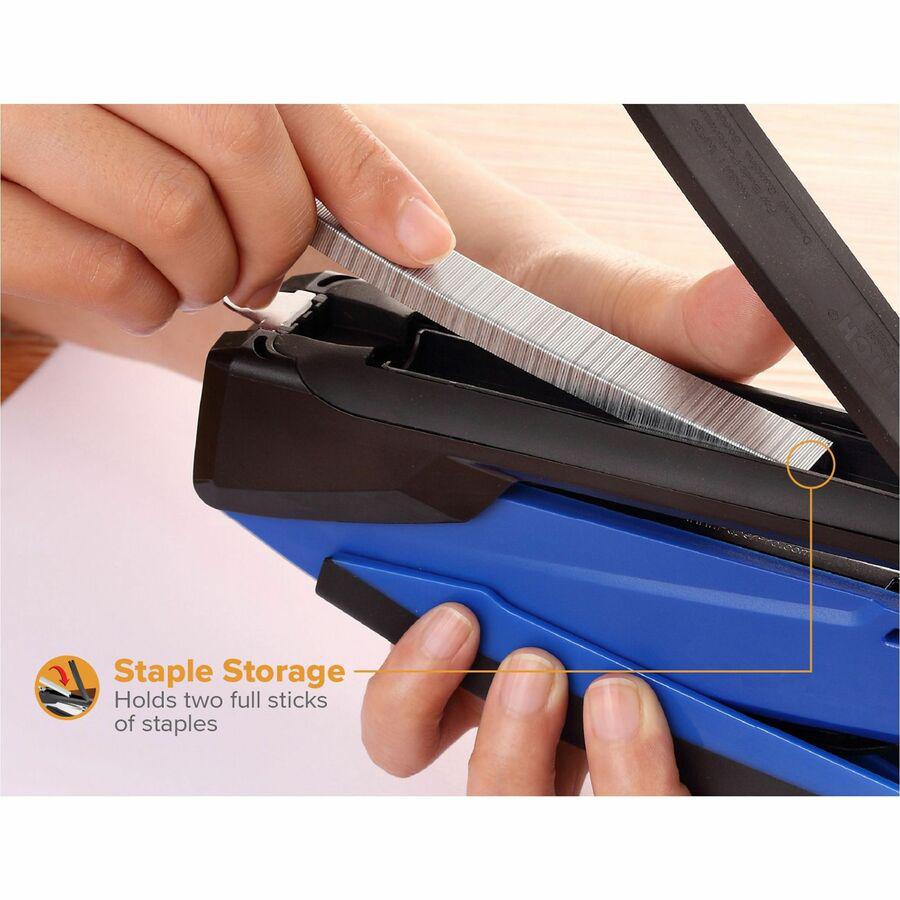 Bostitch InPower Spring-Powered Antimicrobial Desktop Stapler - 20 Sheets Capacity - 210 Staple Capacity - Full Strip - 1 Each - Blue. Picture 16