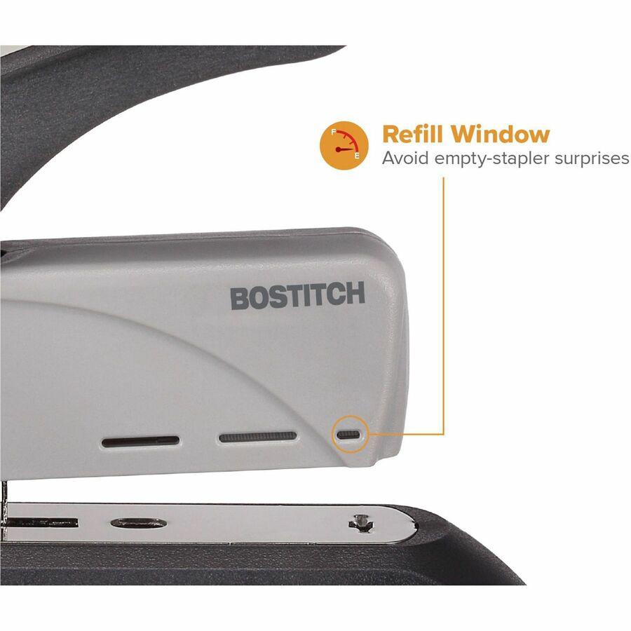 Bostitch Spring-Powered Antimicrobial Heavy Duty Stapler - 60 Sheets Capacity - 5/16" , 3/8" Staple Size - 1 Each - Black, Gray. Picture 11