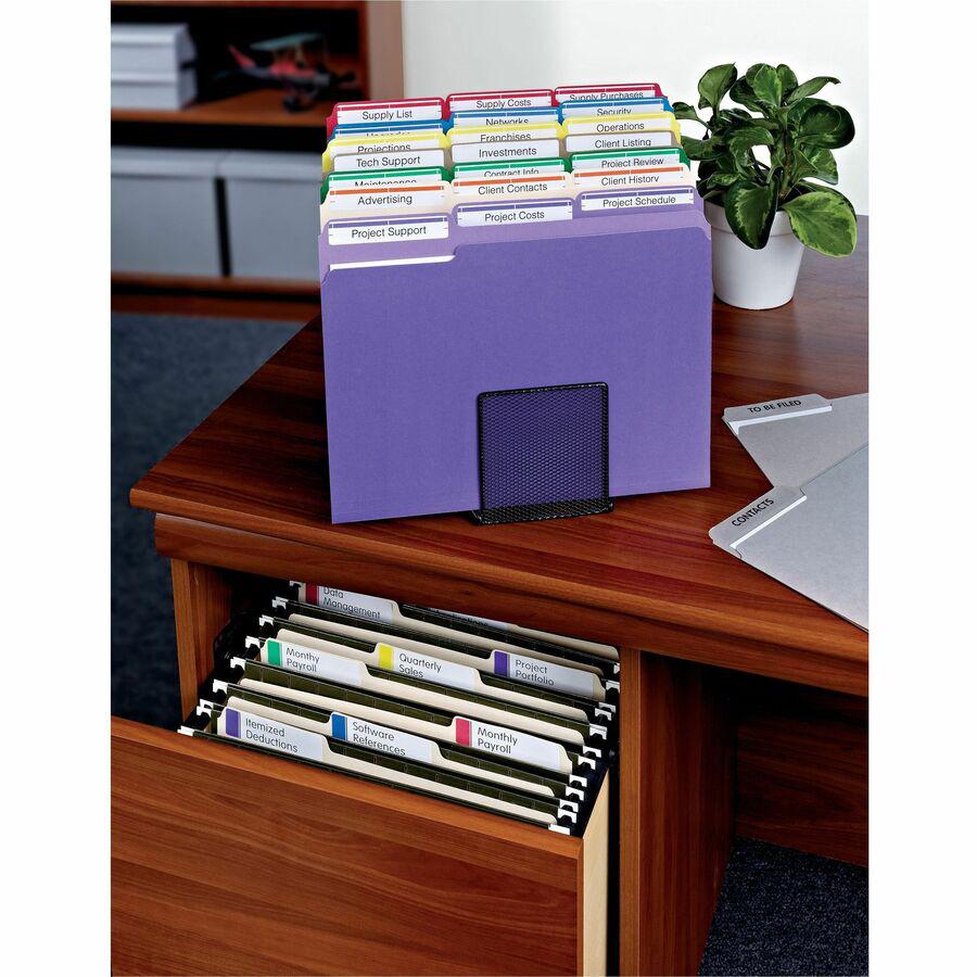 Avery&reg; Extra-Large File Folder Labels - 15/16" Width x 3 7/16" Length - Permanent Adhesive - Rectangle - Laser, Inkjet - Blue, Green, Purple, Red, Yellow - Paper - 18 / Sheet - 25 Total Sheets - 4. Picture 12