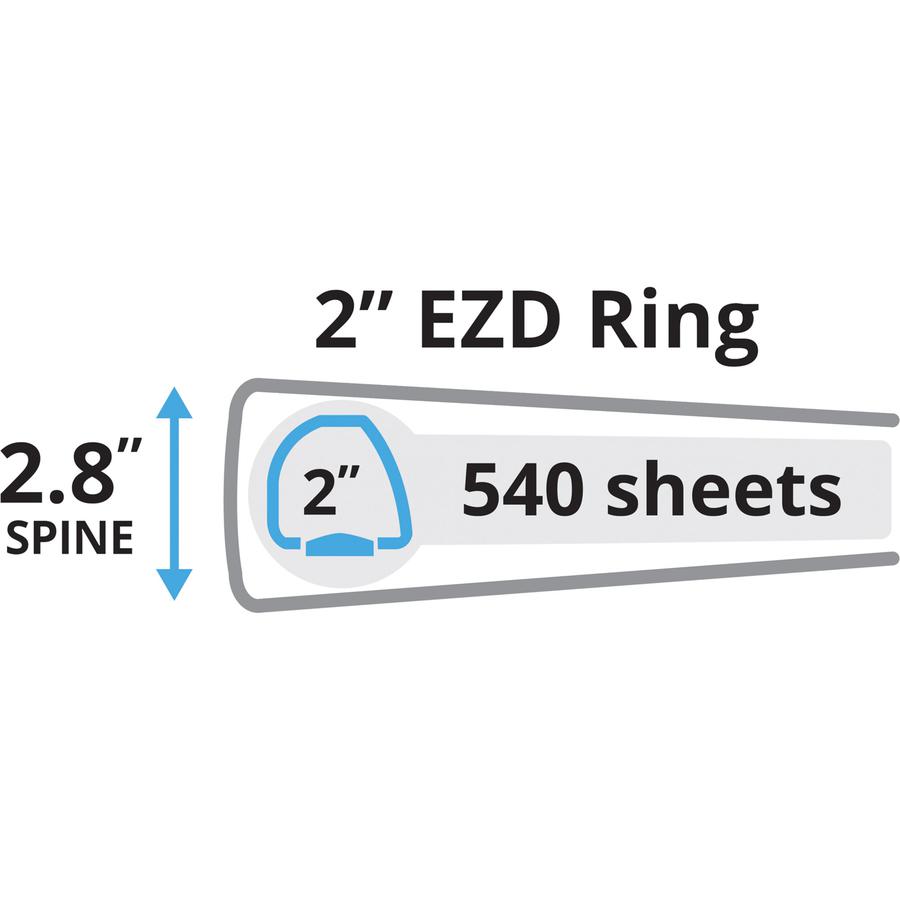 Avery&reg; Durable View Binder - EZD Rings - 2" Binder Capacity - Letter - 8 1/2" x 11" Sheet Size - 540 Sheet Capacity - 3 x D-Ring Fastener(s) - 4 Internal Pocket(s) - Poly - White - Recycled - Easy. Picture 3