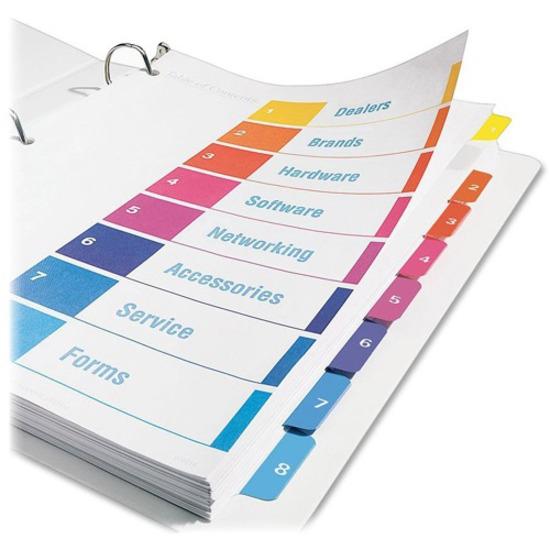 Avery&reg; Ready Index Custom TOC Binder Dividers - 48 x Divider(s) - 1-8 - 8 Tab(s)/Set - 8.5" Divider Width x 11" Divider Length - 3 Hole Punched - White Paper Divider - Multicolor Paper Tab(s) - Re. Picture 3