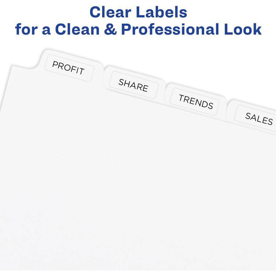 Avery&reg; Print & Apply Clear Label Dividers - Index Maker Easy Peel Printable Labels - 8 Blank Tab(s) - 8 Tab(s)/Set - 8.5" Divider Width x 11" Divider Length - Letter - White Divider - White Tab(s). Picture 8