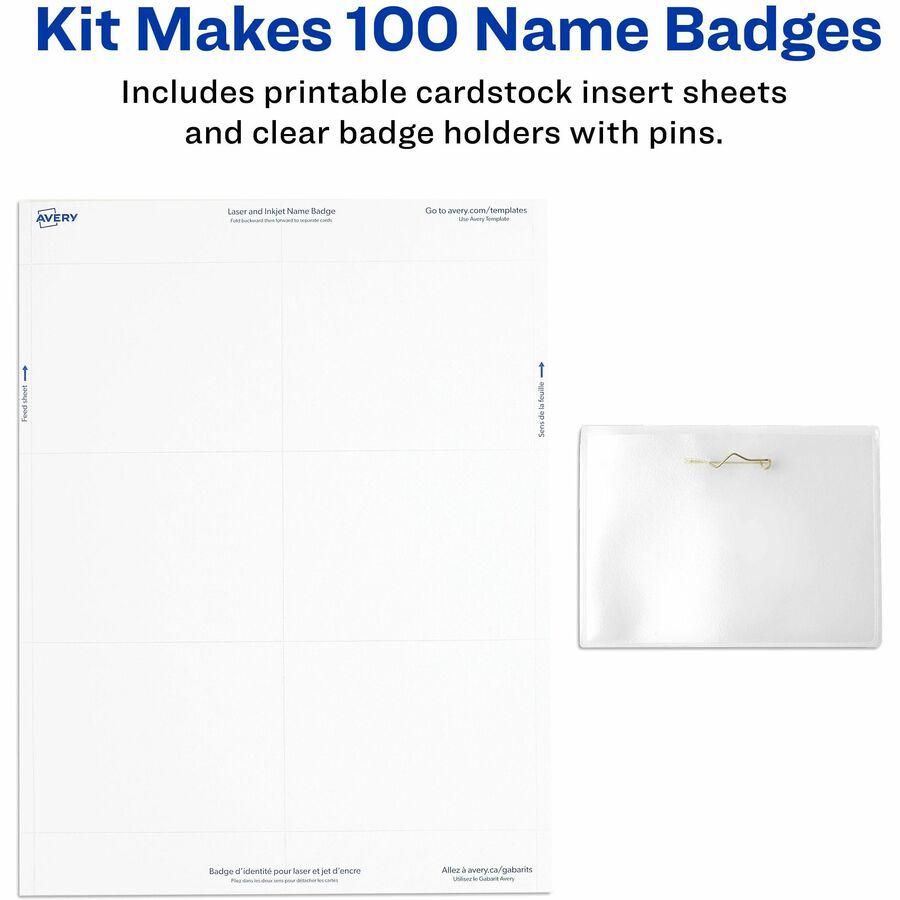 Avery&reg; Pin-Style Name Badges - 100 / Box - Clear, White. Picture 10