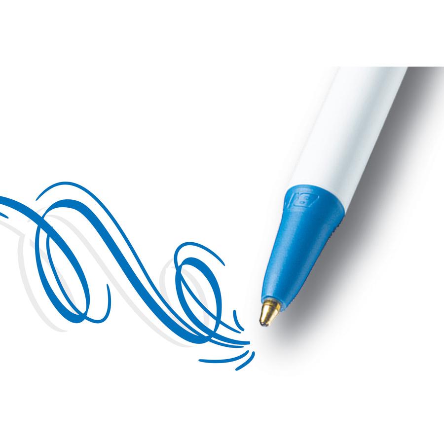 BIC Clic Stic Retractable Ballpoint Pens - Medium Pen Point - Round Pen Point Style - Retractable - Blue - Clear Barrel - 1 Dozen. Picture 4