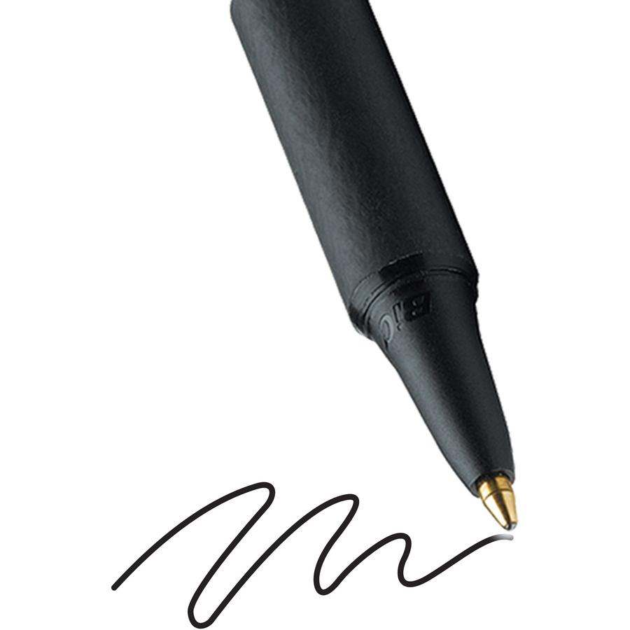 BIC SoftFeel Retractable Ball Pens - Fine Pen Point - Retractable - Black - Black Rubber Barrel - 1 Dozen. Picture 6