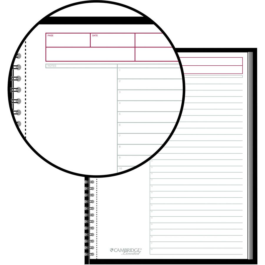Mead 1 - Subject Action Planner Notebook - Letter - 80 Sheets - Double Wire Spiral - 0.34" Ruled - 20 lb Basis Weight - Letter - 8 1/2" x 11" - White Paper - Black Binding - BlackLinen Cover - Bond Pa. Picture 6