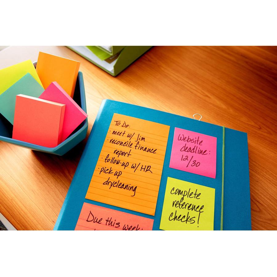 Post-it&reg; Lined Notes - Poptimistic Color Collection - 600 - 3" x 3" - Square - 100 Sheets per Pad - Ruled - Pink, Blue, Green - Paper - Self-adhesive, Repositionable - 6 / Pack. Picture 6
