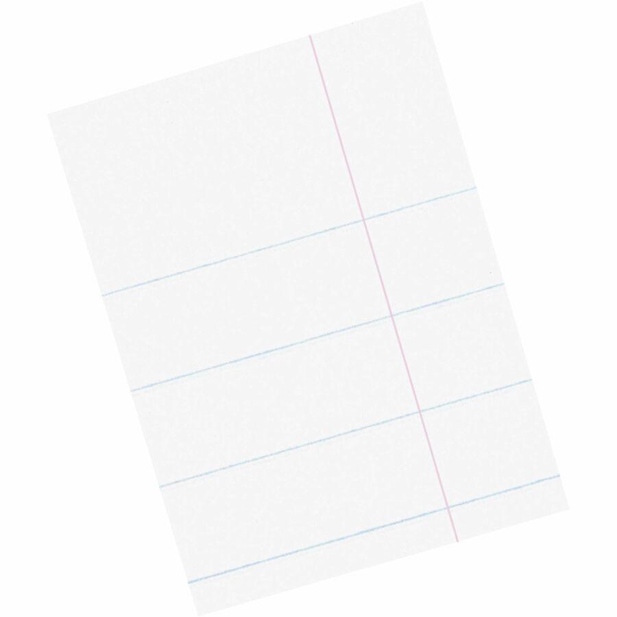 Pacon Composition Paper - Letter - Wide Ruled - 0.38" Ruled - Ruled Red Margin - Letter - 8 1/2" x 11" - White Paper - Unpunched - 500 / Ream. Picture 4