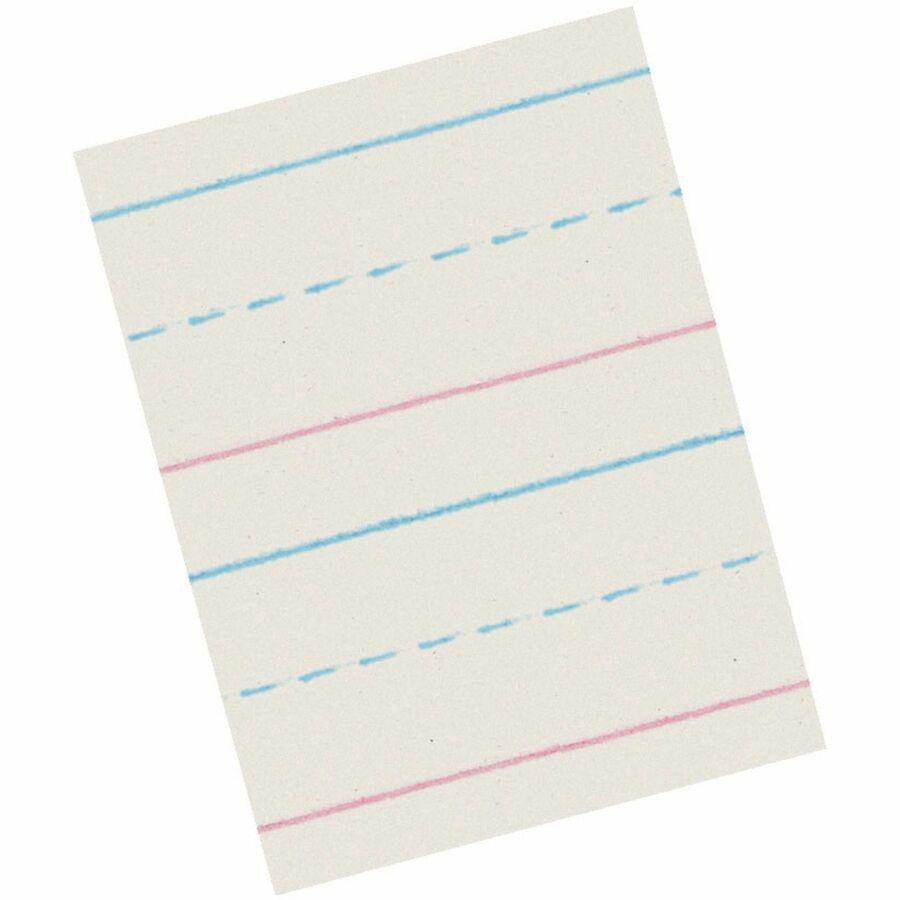 Zaner-Bloser Dotted Midline Newsprint Paper - 500 Sheets - 0.63" Ruled - Unruled Margin - 10 1/2" x 8" - White Paper - 500 / Pack. Picture 3
