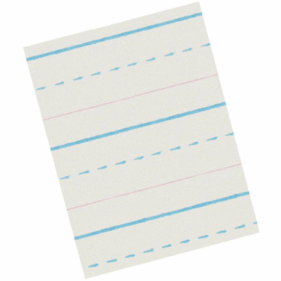 Zaner-Bloser Dotted Midline Newsprint Paper - 500 Sheets - 0.50" Ruled - Unruled Margin - 10 1/2" x 8" - White Paper - 500 / Pack. Picture 3