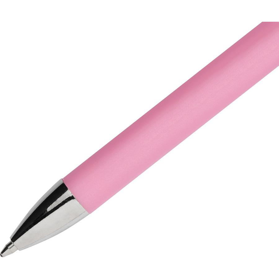 Paper Mate FlexGrip Pink Ribbon Retractable Pen - Medium Pen Point - Retractable - Black - Pink Rubber Barrel - 1 Dozen. Picture 3
