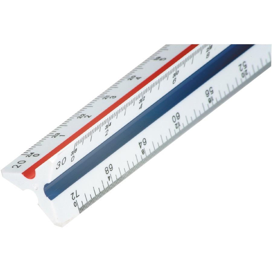Staedtler 12" Triangular Engineer Scale - 12" Length - Imperial Measuring System - Polystyrene - 1 Each - White. Picture 4