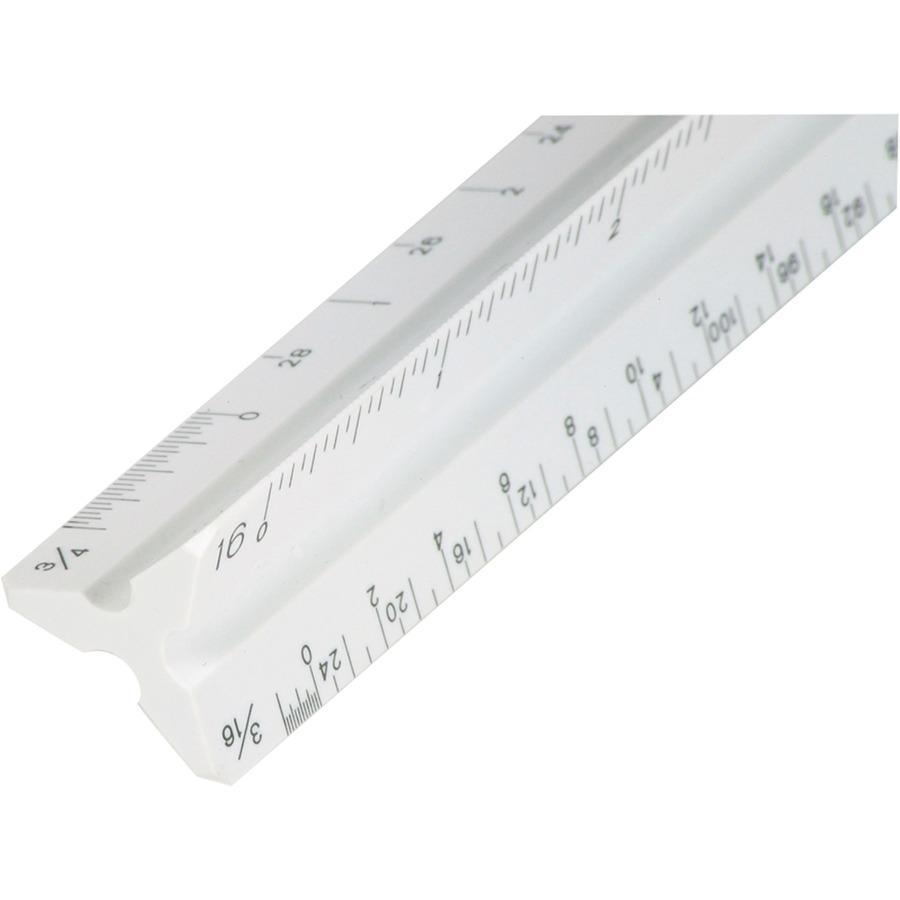 Staedtler Student Series 12" Triangular Scale - 12" Length 1" Width - 3/32, 1/8, 3/16, 1/4, 3/8, 1/2, 3/4, 1, 1-1/2 Graduations - Imperial, Metric Measuring System - Polystyrene - 1 Each - White. Picture 4