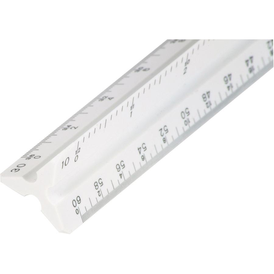Staedtler 12" Triangular Engineer Scale - 12" Length 1" Width - 1/10 Graduations - Imperial, Metric Measuring System - Plastic - 1 Each - White. Picture 2
