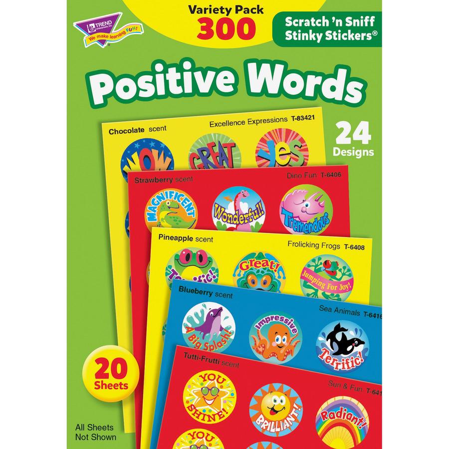 Trend Positive Words Stinky Stickers Variety Pack - Self-adhesive - Acid-free, Non-toxic, Photo-safe, Scented - Assorted, Assorted - Paper - 300 / Pack. Picture 4