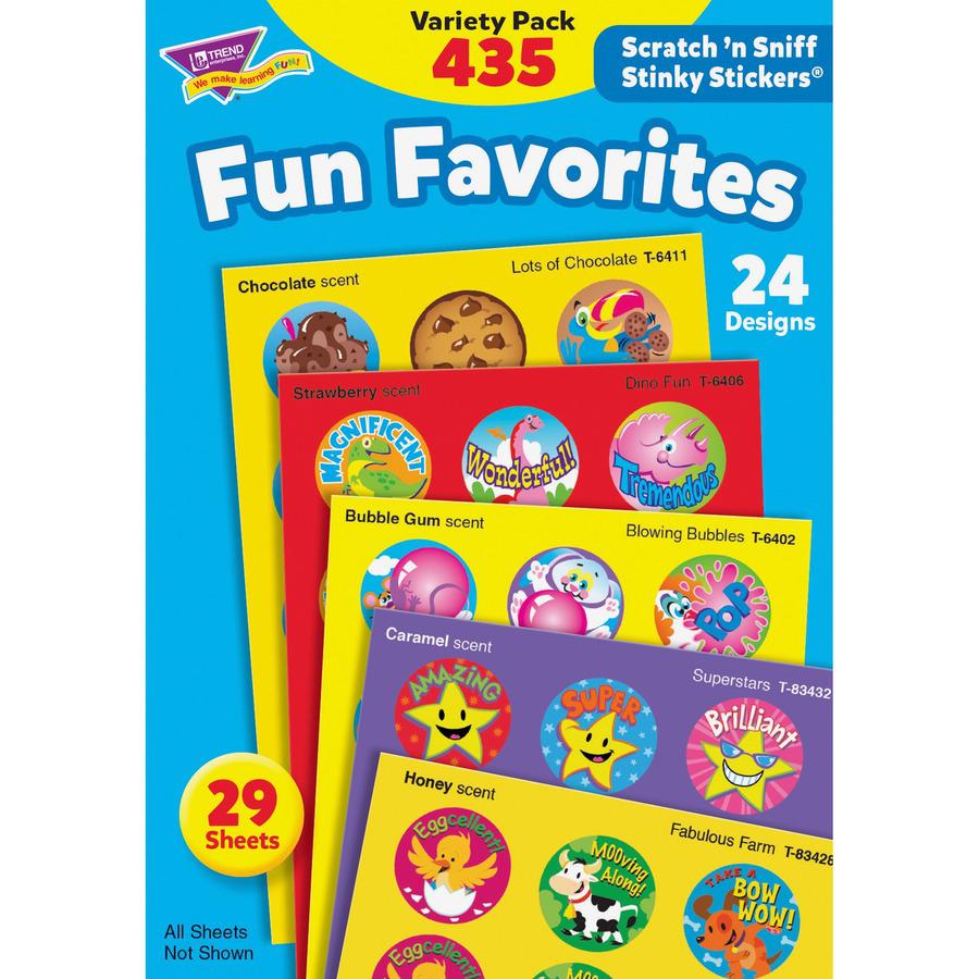Trend Fun & Fancy Jumbo Pack Stickers - 432 x Round Shape - Self-adhesive - Acid-free, Non-toxic, Photo-safe, Scented - Assorted, Multicolor - Paper - 432 / Pack. Picture 3