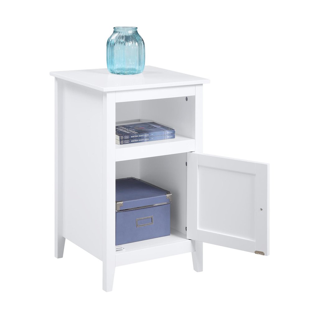 Designs2Go End Table with Storage Cabinet and Shelf, White. Picture 2