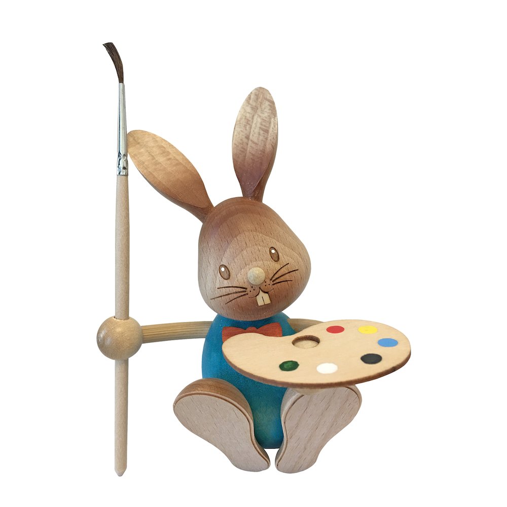 224-64820 - Dregeno Easter Figure - Rabbit with Paint Brush - 5"H x 3.5"W x 3"D. Picture 1