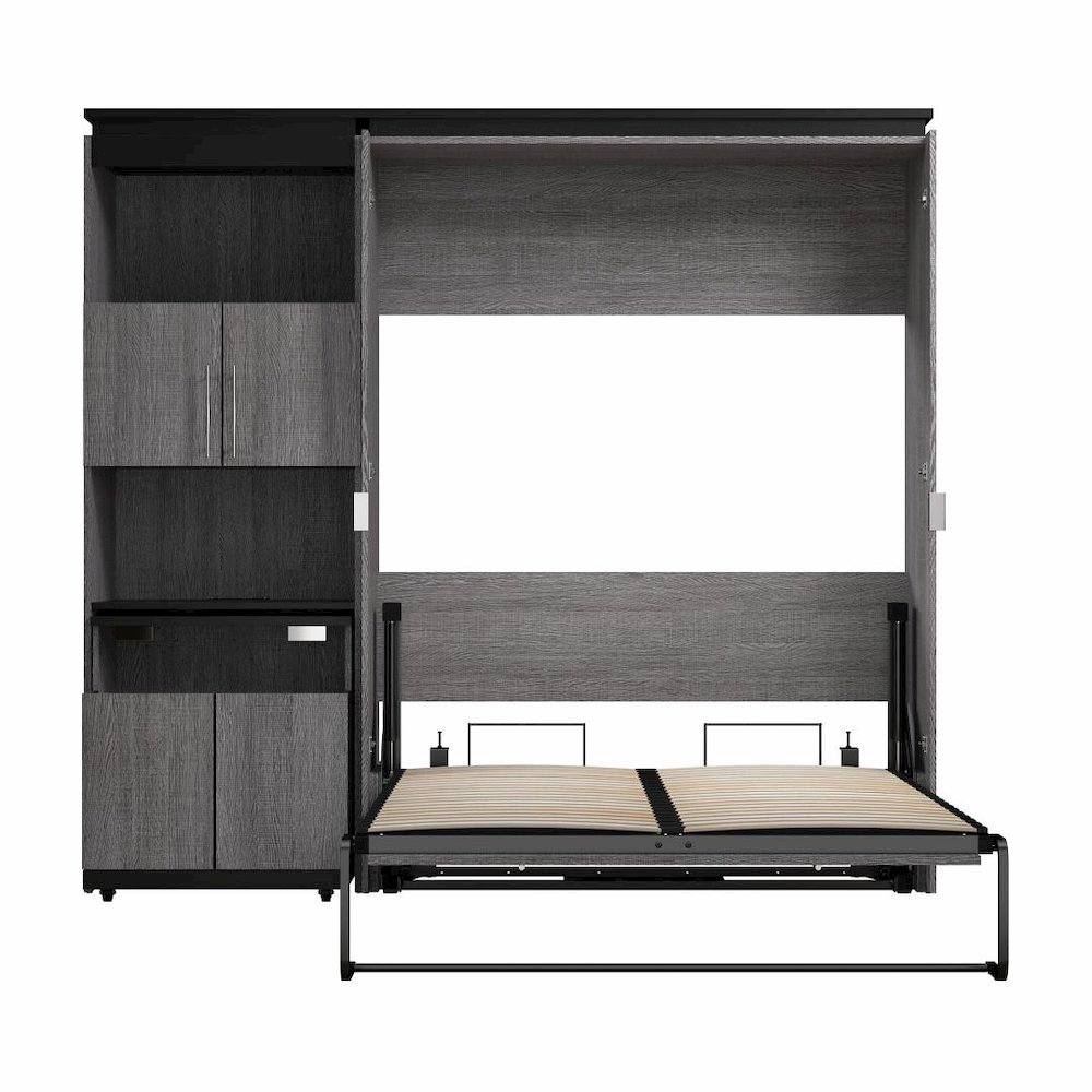 Full Murphy Bed with Storage Cabinet and Fold-Out Desk (91W). Picture 4