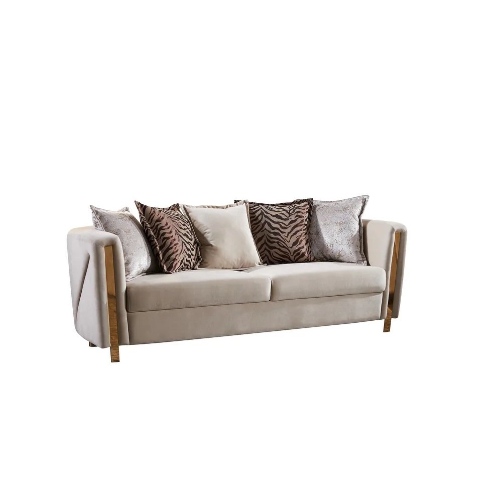 Chanelle Modern Style Upholstery Velvet Sofa Made with Wood & Gold Finish. Picture 1